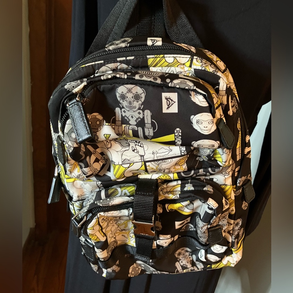 Prada Robot Laser Monkeys Tessuto Nylon and Leather Backpack Limited Edition EUC